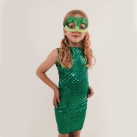 Новый год! Карнавальный костюм &laquo;Сверкающая змейка&raquo;, платье, перчатки, маска, рост 116-122 см