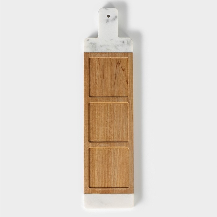 Менажница Magistro Forest dream, 3 секции, 40×10 см, акация, мрамор Менажница Magistro Forest dream, 3 секции, 40×10 см, акация, мрамор