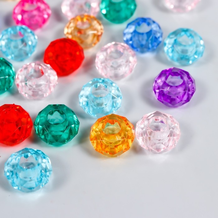 Бусины для творчества пластик "Колечко кристалл с гранями" прозр. цвет. 20 гр 0,8х1,4х1,4 см