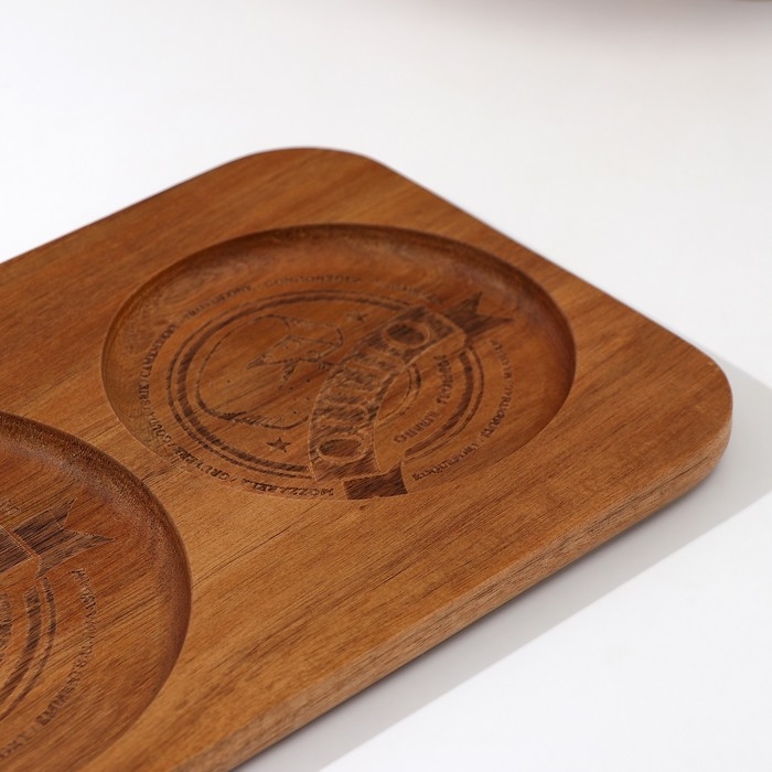 Блюдо для подачи с двумя крышками, 34&times;20&times;12 см, акация