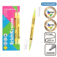 Маркер текстовыделитель 0,5-3.5 мм ErichKrause Visioline V-16 Brush Neon, двухсторонний, желтый неон, чернила на водной основе Маркер текстовыделитель 0,5-3.5 мм ErichKrause Visioline V-16 Brush Neon, двухсторонний, желтый неон, чернила на водной основе