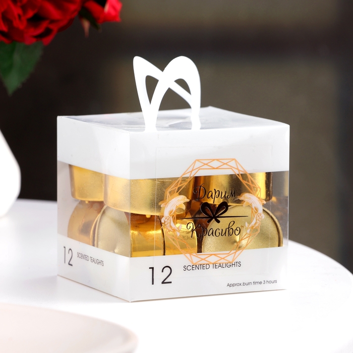 Набор свечей в гильзе Набор свечей в гильзе "Круг", 12 шт, металлик, золото