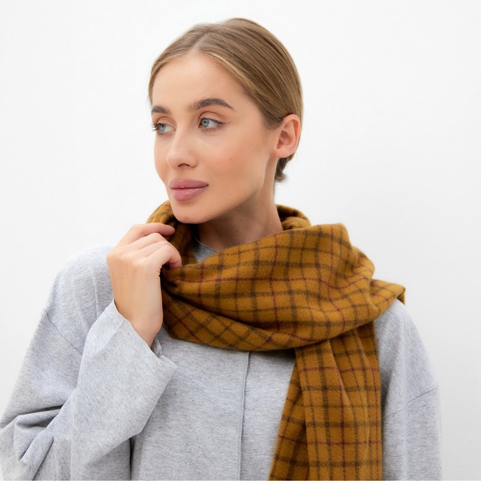 Шарф зимний с кистями MINAKU 65*180 + 8 см цвет коричневый Шарф зимний с кистями MINAKU 65*180 + 8 см цвет коричневый