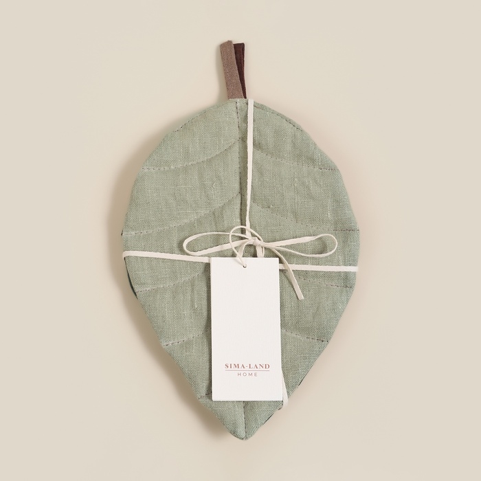 Прихватка для кухни SL HOME-2 шт. "Green leaves" 26х18 см, 100% лён, синтепон, 200г/м2