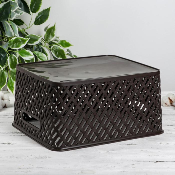 Корзина для хранения «Плетёнка», 35×29×17,5 см, цвет коричневый Корзина для хранения «Плетёнка», 35×29×17,5 см, цвет коричневый
