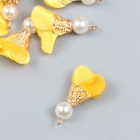 Декор для творчества текстиль "Цветок с жемчужиной. Жёлтый" набор 10 шт 2,5 см Декор для творчества текстиль "Цветок с жемчужиной. Жёлтый" набор 10 шт 2,5 см