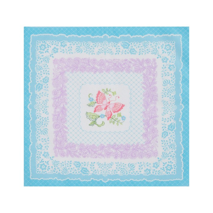 Платки носовые женские Этель "Нежность" 30*30 см, (набор 12 шт), рис. МИКС,100% хл