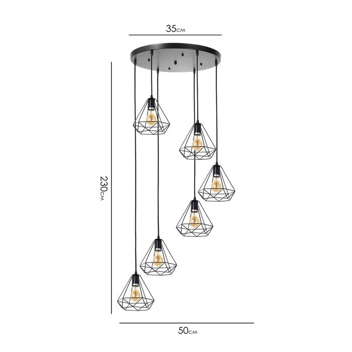 Светильник-каскад Светильник-каскад "Адри" 6хЕ27 40Вт черный 50х50х230 см