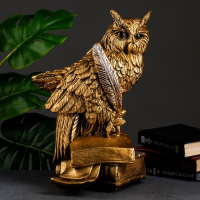 Копилка "Сова с пером" бронза, 25х30х45см Копилка "Сова с пером" бронза, 25х30х45см