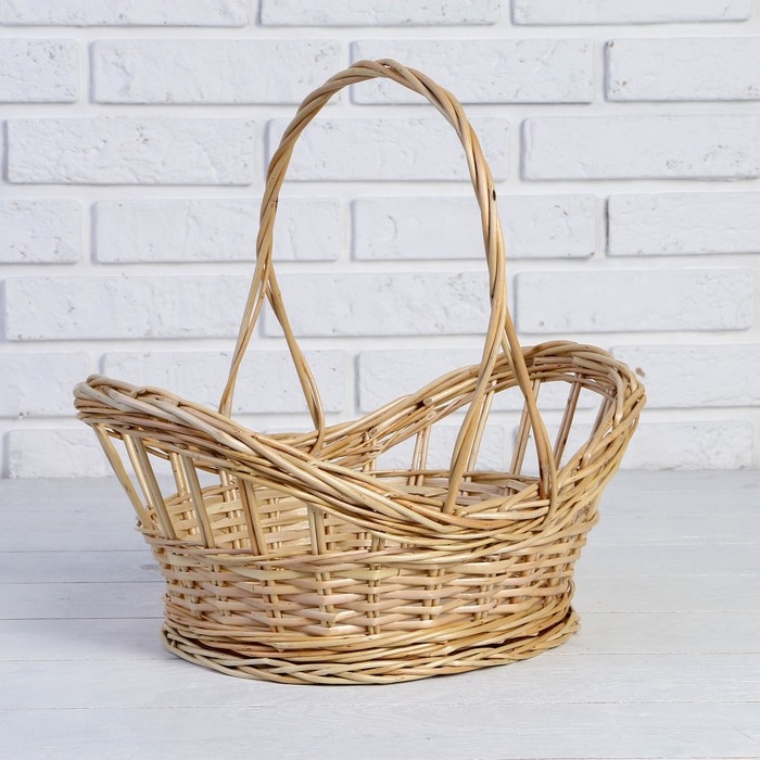 Корзина &laquo;Ажурная весна&raquo;, дно: 26&times;21 верх:35&times;26, H=11/18/35 см, ручное плетение, ива