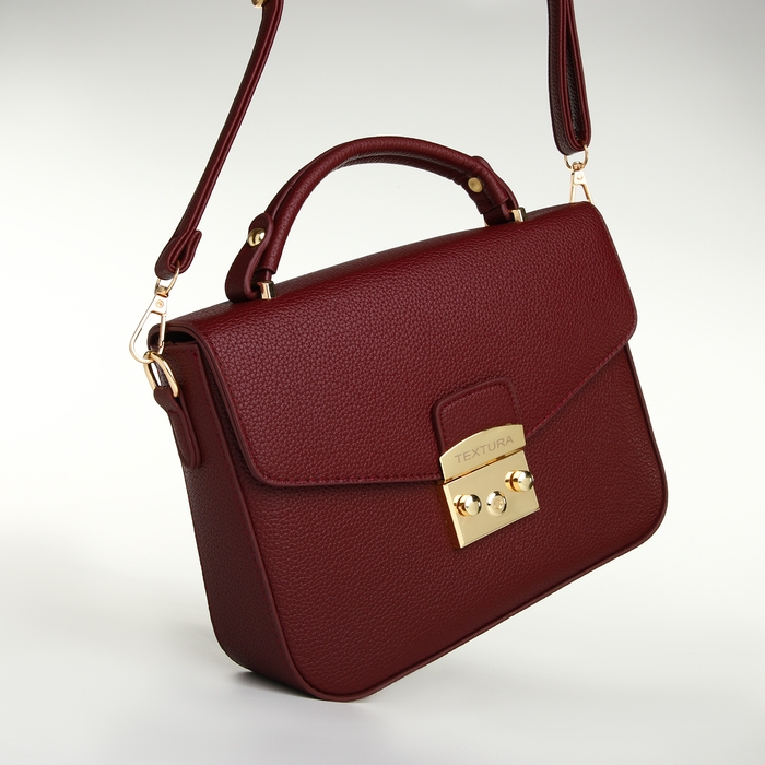Сумка женская на клапане, TEXTURA, маленький размер, цвет бордовый Сумка женская на клапане, TEXTURA, маленький размер, цвет бордовый