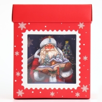 Коробка подарочная новогодняя складная с 3D эффектом &laquo;Почта&raquo;, 11 х 11 х 13 см, Новый год