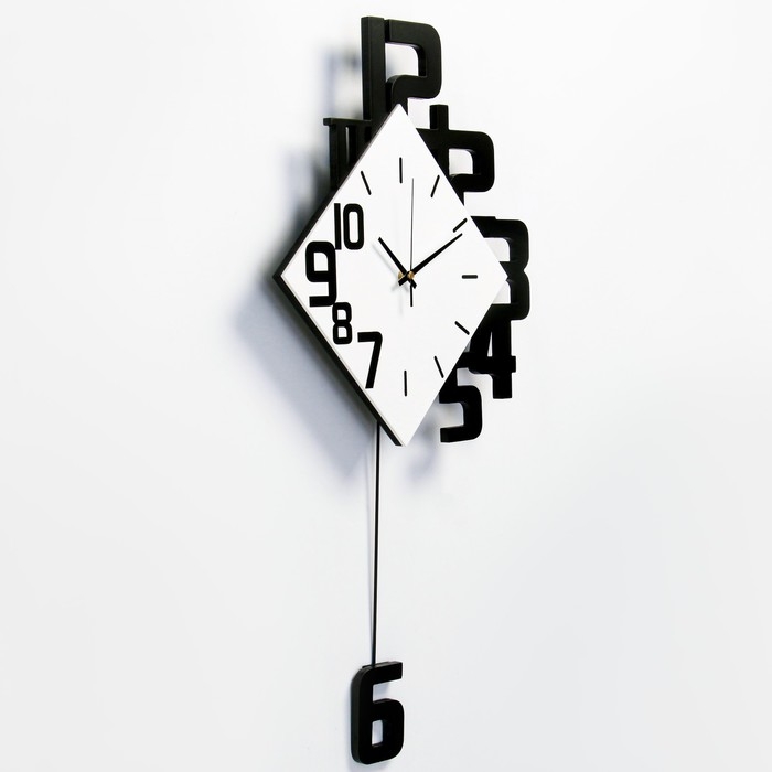 Часы настенные интерьерные, с мятником Часы настенные интерьерные, с мятником "Ассиметрия", бесшумные, 34 х 64 см