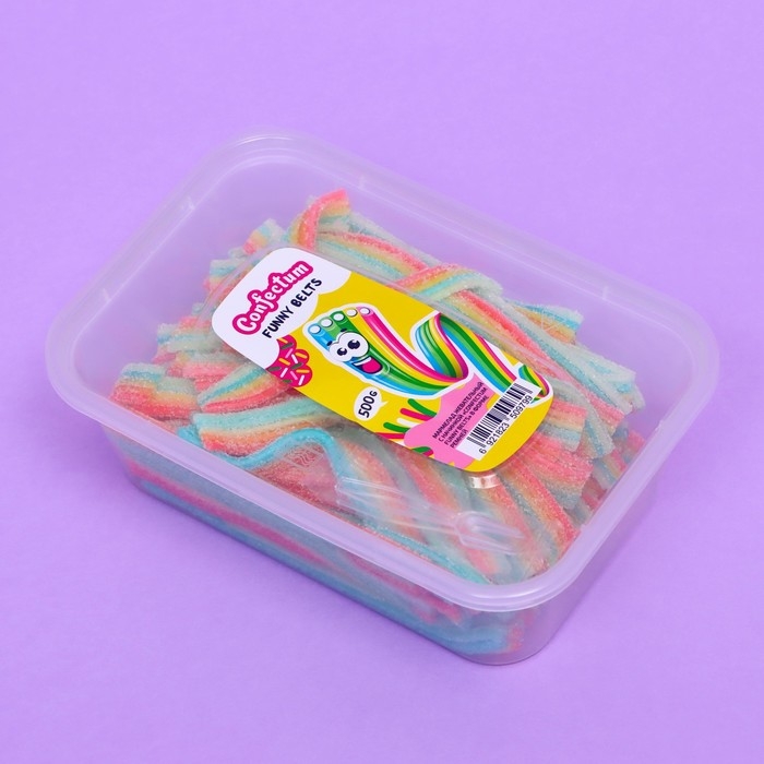 Мармелад жевательный с начинкой «Confectum Funny Belts» разноцветный, 500 г Мармелад жевательный с начинкой «Confectum Funny Belts» разноцветный, 500 г