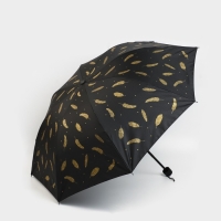 Зонт женский механический «Золотые перья», 8 спиц, d=95, цвет чёрный Зонт женский механический «Золотые перья», 8 спиц, d=95, цвет чёрный