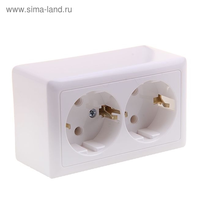 Розетка двойная SE Розетка двойная SE "Хит", 16 А, 250 В, накладная, с з/к, IP20, белая, RA16-238-B