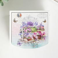 Шкатулка дерево с зеркалом "Тележка с цветами" 10,5х10,8х7 см Шкатулка дерево с зеркалом "Тележка с цветами" 10,5х10,8х7 см