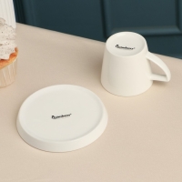 Кофейная пара фарфоровая &laquo;Sola&raquo;, 120 мл, белая