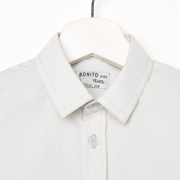 Школьная рубашка для мальчика, цвет серый, рост 128 см