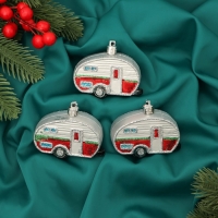 Набор украшений пластик 3 шт "Фургончики" 4х7 см, красный Набор украшений пластик 3 шт "Фургончики" 4х7 см, красный