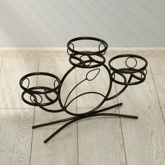 Подставка для цветов, напольная, на 3 горшка, d = 14 см, бронзовая, «Камелия» Подставка для цветов, напольная, на 3 горшка, d = 14 см, бронзовая, «Камелия»