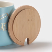 Кружка керамическая с ложкой &laquo;Мистер&raquo;, 380 мл, цвет голубой