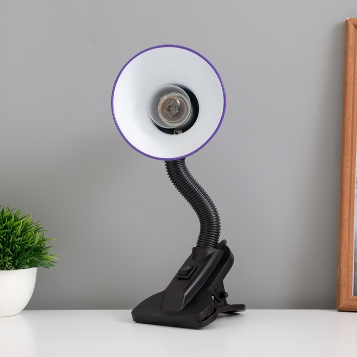 Лампа настольная Е27, с выкл. на зажиме (220В) фиолетовая (108В) Лампа настольная Е27, с выкл. на зажиме (220В) фиолетовая (108В)