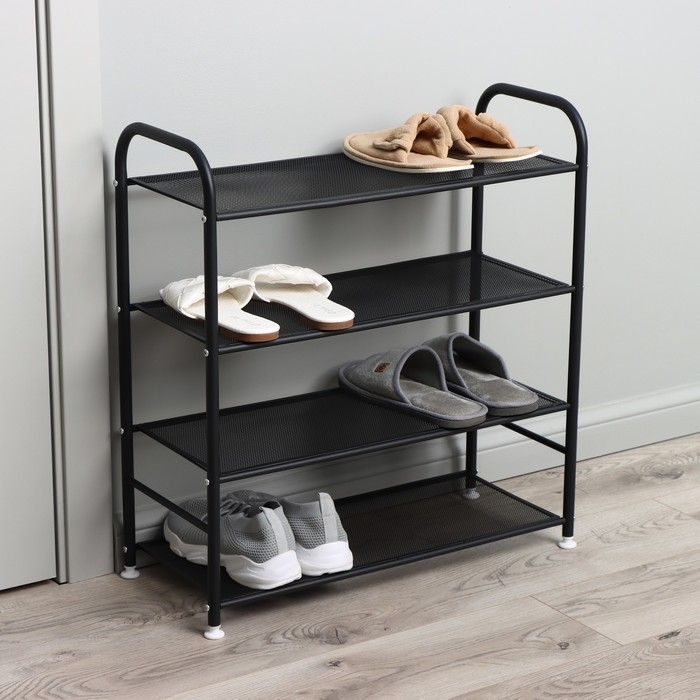 Обувница металлическая LaDо́m, 4 яруса, 60&times;27&times;64 см, цвет чёрный