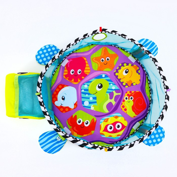 Развивающий коврик 3 в 1 &laquo;Черепаха&raquo;, 68x68 см, 30 цветных шариков, 4 игрушки, Крошка Я