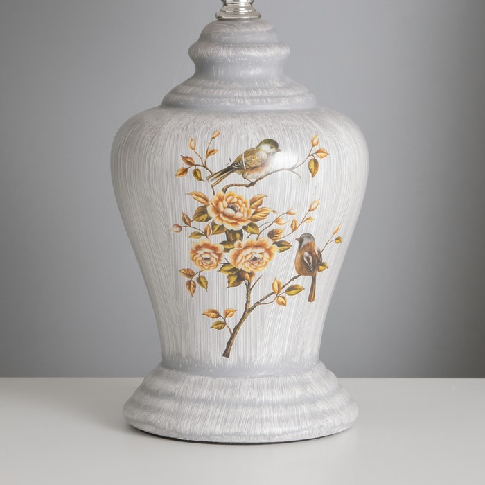 Лампа настольная "Птица в цветочном саду" серая Е14 220В 35,5х24,5х24,5 см