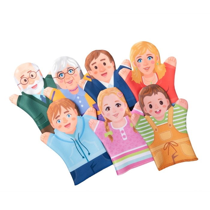 Домашний кукольный театр &laquo;Семья&raquo;, 7 кукол-перчаток