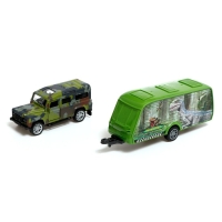 Машина металлическая с прицепом &laquo;Динозавр&raquo;, открываются двери, цвет МИКС