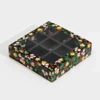 Коробка под 9 конфет с ячейками &laquo;Вкусный новый год&raquo; 14,5 х 14,5 х 3,5 см, Новый год