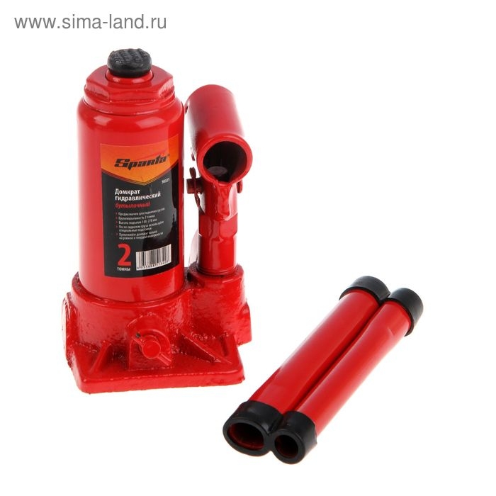 Домкрат гидравлический Sparta , 2 т, бутылочный, подъем на 148–278 мм Домкрат гидравлический Sparta , 2 т, бутылочный, подъем на 148–278 мм