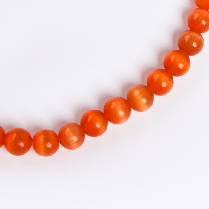 Бусины из натурального камня &laquo;Кошачий глаз&raquo; набор 50 шт.,1 шт. &mdash; 8 мм, оранжевый
