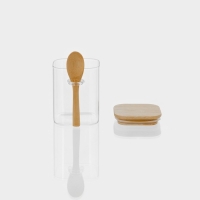 Банка стеклянная для сыпучих продуктов с бамбуковой крышкой и ложкой BellaTenero «Эко», 450 мл, 10,5×8,2×10,5 см Банка стеклянная для сыпучих продуктов с бамбуковой крышкой и ложкой BellaTenero «Эко», 450 мл, 10,5×8,2×10,5 см