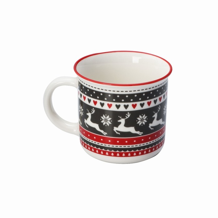 Кружка фарфоровая Доляна &laquo;Новый год. Олени&raquo;, 380 мл
