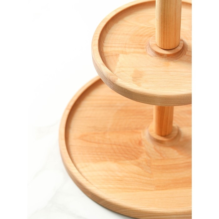 Двухъярусная подставка Adelica, d=32×20×1,8 см, высота 27 см, массив берёзы, пропитано маслом Двухъярусная подставка Adelica, d=32×20×1,8 см, высота 27 см, массив берёзы, пропитано маслом