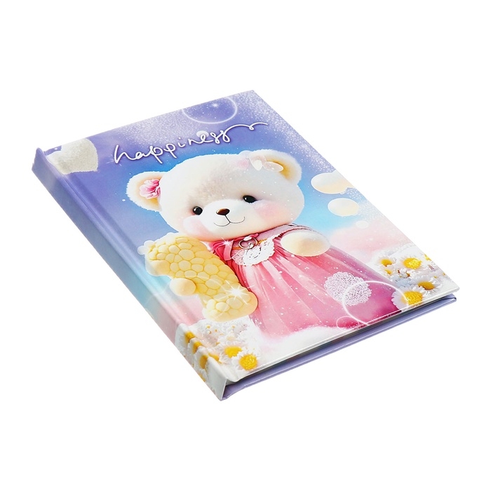 Записная книжка подарочная, 45 листов, линия, на замке Мишки (16,3х12,7см)