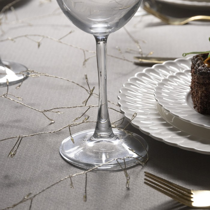 Гирлянда &laquo;Мишура&raquo; 5 м роса, IP20, серебристая нить, 200 LED, свечение белое, 12 В