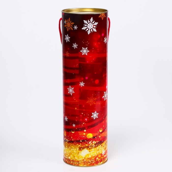 Новый год. Подарочная коробка, тубус «Красно-Золотая» 99х340мм . Новый год. Подарочная коробка, тубус «Красно-Золотая» 99х340мм .