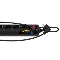 Сетевой фильтр "ФОТОН" SP 10-25ES, 2 м, 5 розеток, 10 А, с выкл, с з/к, черный