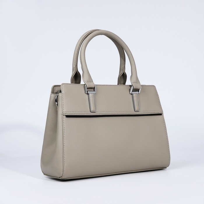 Сумка-тоут на молнии, наружный карман, цвет светло-серый Сумка-тоут на молнии, наружный карман, цвет светло-серый