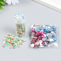 Декор "Полубусины и стразы. Градиент голубой крем" d=6 мм 10г 200 шт 5х2,5 см МИКС