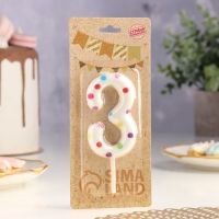 Свеча в торт на день рождения &laquo;Конфетти&raquo;, цифра "3" , ГИГАНТ, 9 см