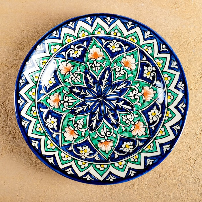 Тарелка Риштанская Керамика Тарелка Риштанская Керамика "Кора Калам", 23 см, синий