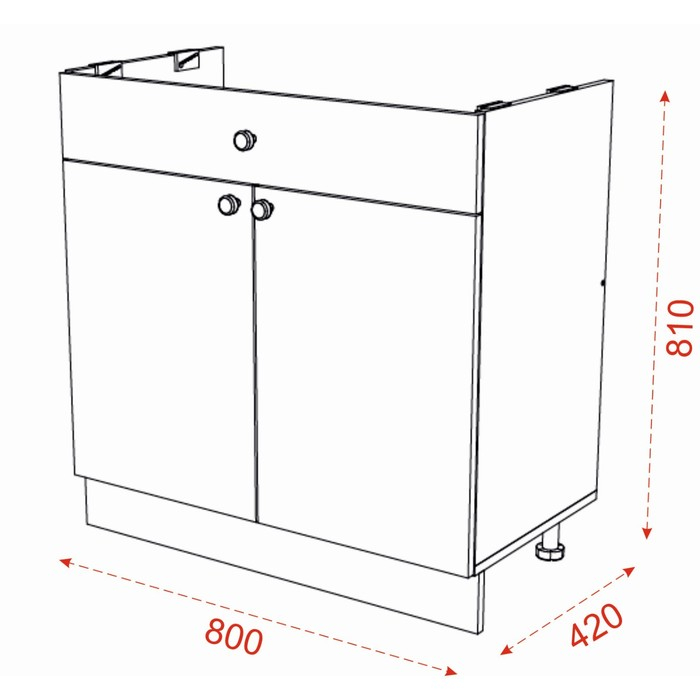 Шкаф напольный под мойку 800х420х810 Ясень шимо темный/Светлый