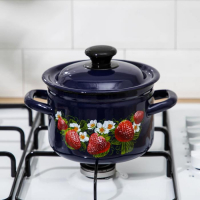 Кастрюля эмалированная цилиндрическая, 2 л, индукция, деколь МИКС, цвет синий Кастрюля эмалированная цилиндрическая, 2 л, индукция, деколь МИКС, цвет синий