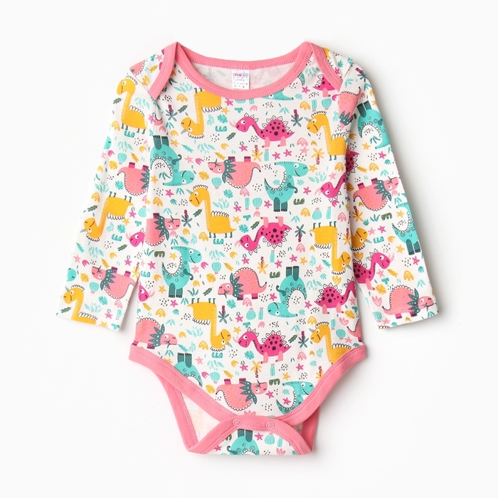 Боди детский, цвет белый/динозаврики, рост 86 см