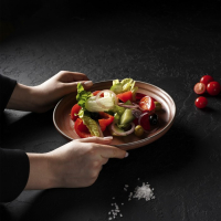 Тарелка фарфоровая обеденная Magistro Garland, d=22 см, цвет коричневый Тарелка фарфоровая обеденная Magistro Garland, d=22 см, цвет коричневый